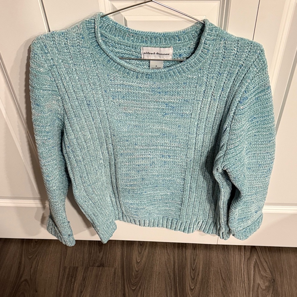 Alfred Dunner Women's Light Blue Textured Sweater